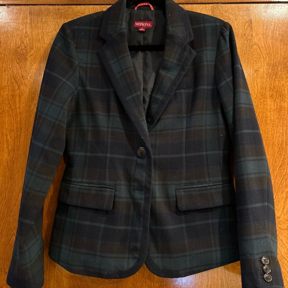 Merona Black Watch Plaid Blazer Size 4